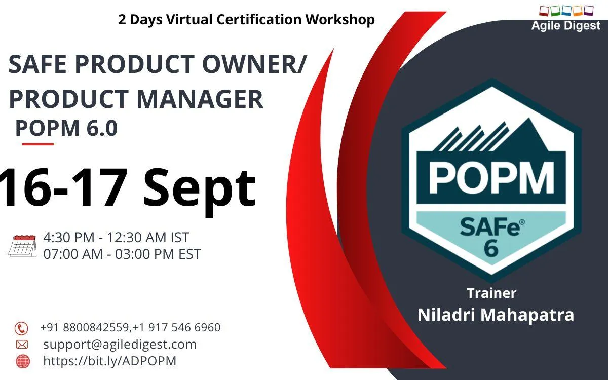 SAFE PRODUCT OWNER/PRODUCT MANAGER (POPM) 16-17 Sep 